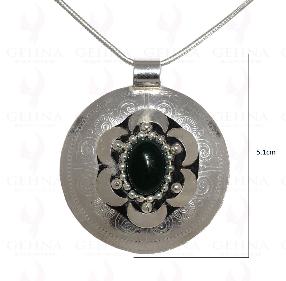 Green Onyx Gemstone Pendant In .925 Sterling Silver Overlay Metal GP3071