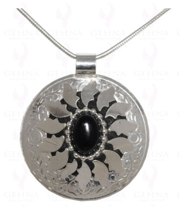Black Onyx Gemstone Pendant In .925 Sterling Silver Overlay Metal GP3073