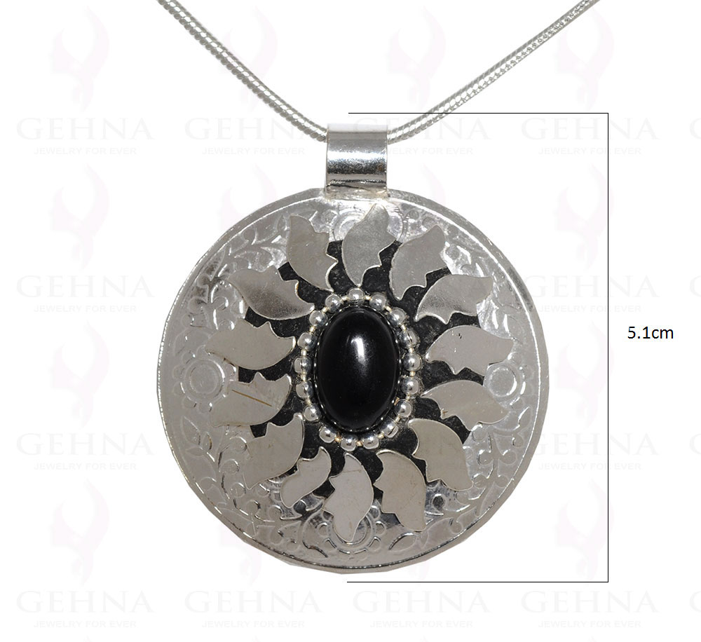 Black Onyx Gemstone Pendant In .925 Sterling Silver Overlay Metal GP3073