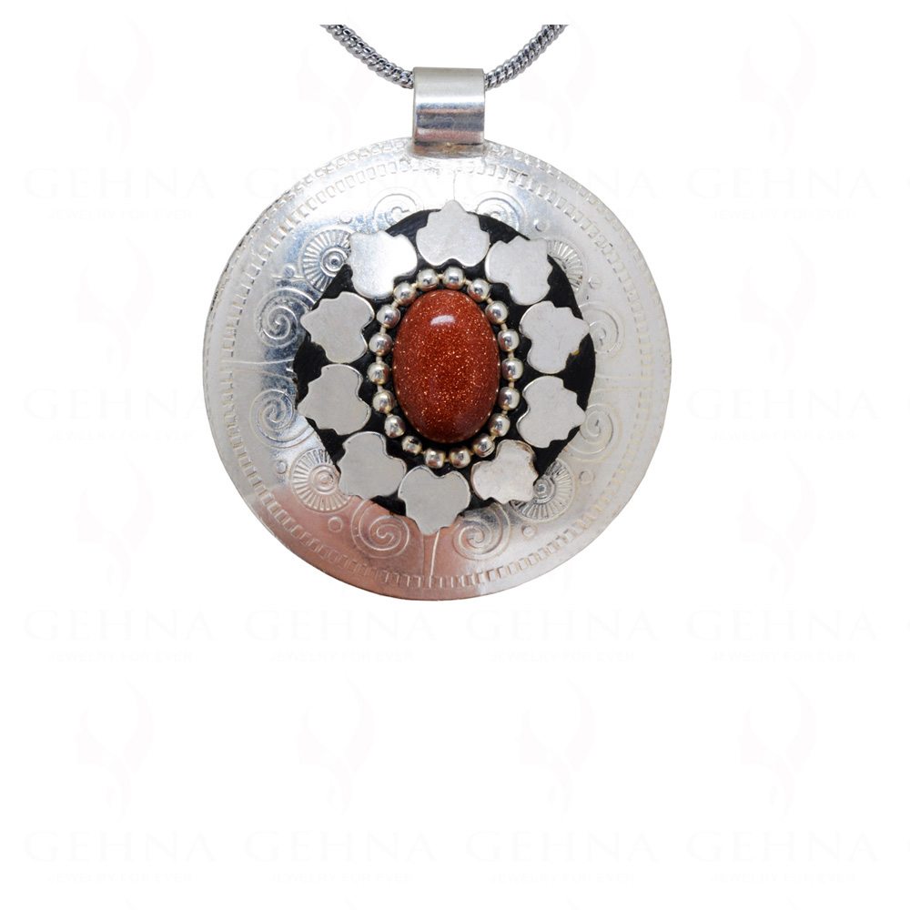 Sun Sitara Gemstone Pendant In .925 Sterling Silver Overlay Metal GP3076