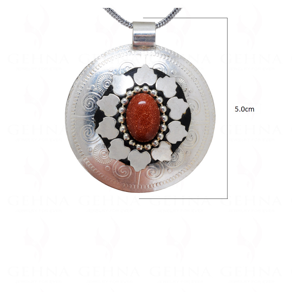 Sun Sitara Gemstone Pendant In .925 Sterling Silver Overlay Metal GP3076