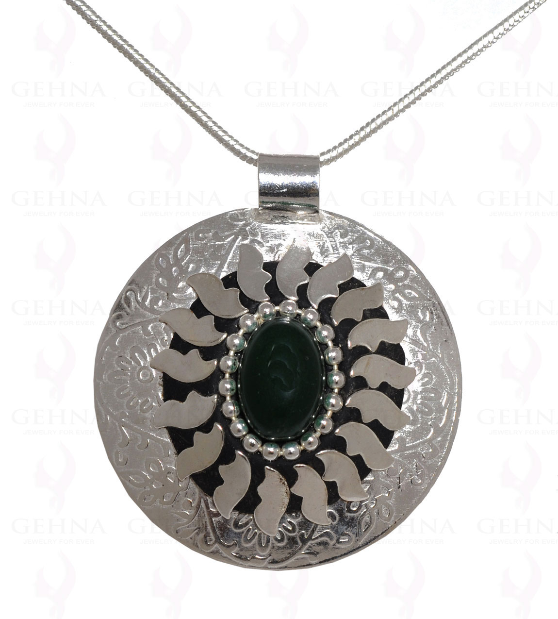 Green Onyx Gemstone Pendant In .925 Sterling Silver Overlay Metal GP3079