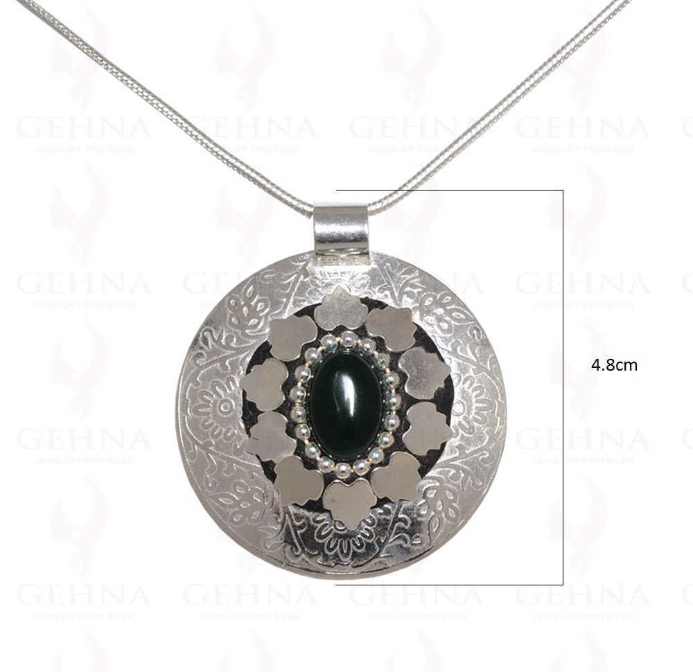 Green Onyx Gemstone Pendant In .925 Sterling Silver Overlay Metal GP3089