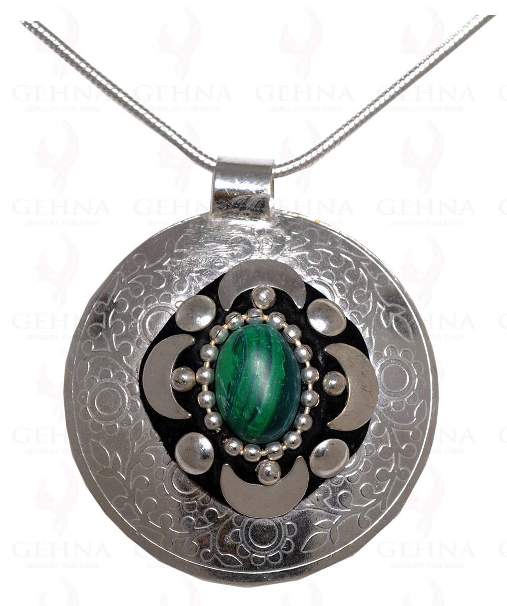 Malachite Gemstone Pendant In .925 Sterling Silver Overlay Metal GP3095