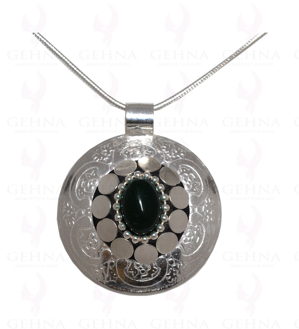 Green Onyx Gemstone Pendant In .925 Sterling Silver Overlay Metal GP3101