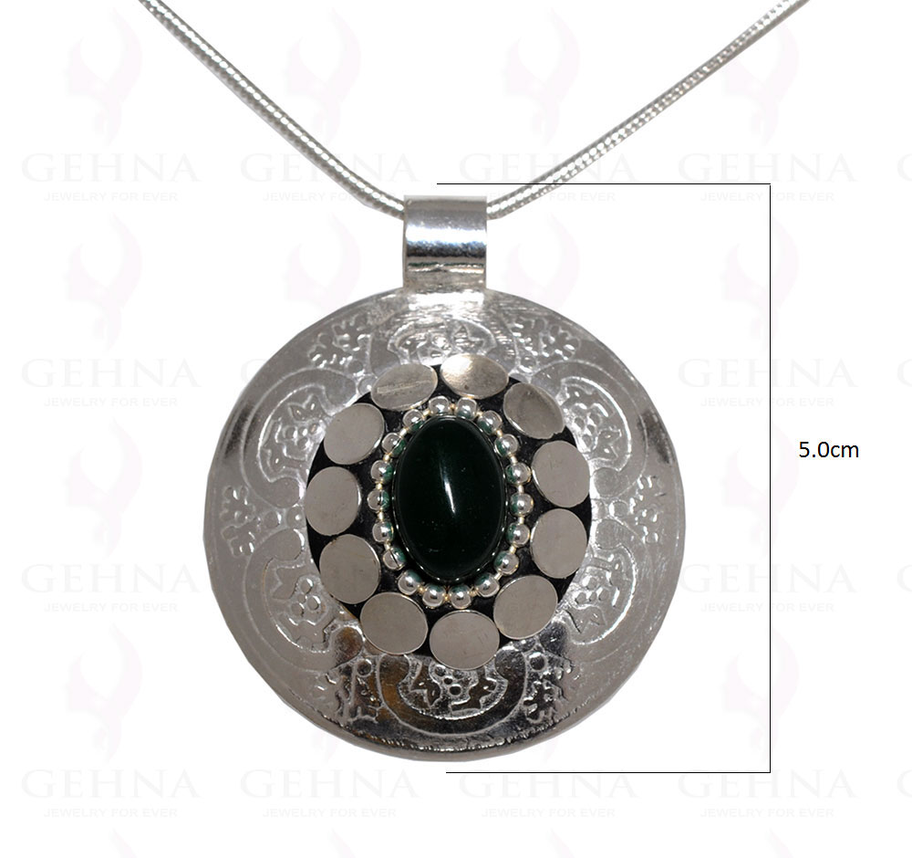 Green Onyx Gemstone Pendant In .925 Sterling Silver Overlay Metal GP3101