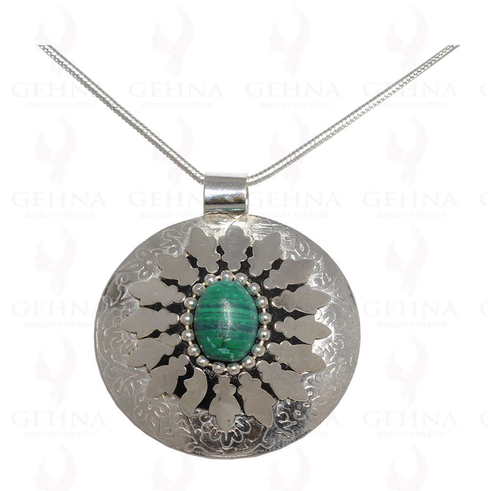 Malachite Gemstone Pendant In .925 Sterling Silver Overlay Metal GP3108