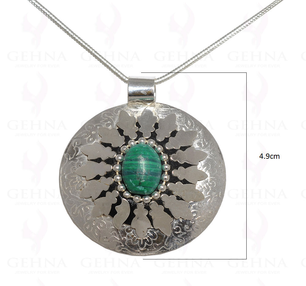 Malachite Gemstone Pendant In .925 Sterling Silver Overlay Metal GP3108