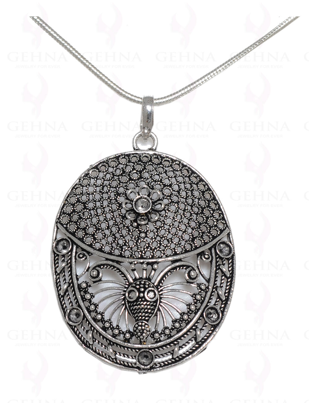 Filigree Pendant In .925 Sterling Silver Overlay Metal GP3112