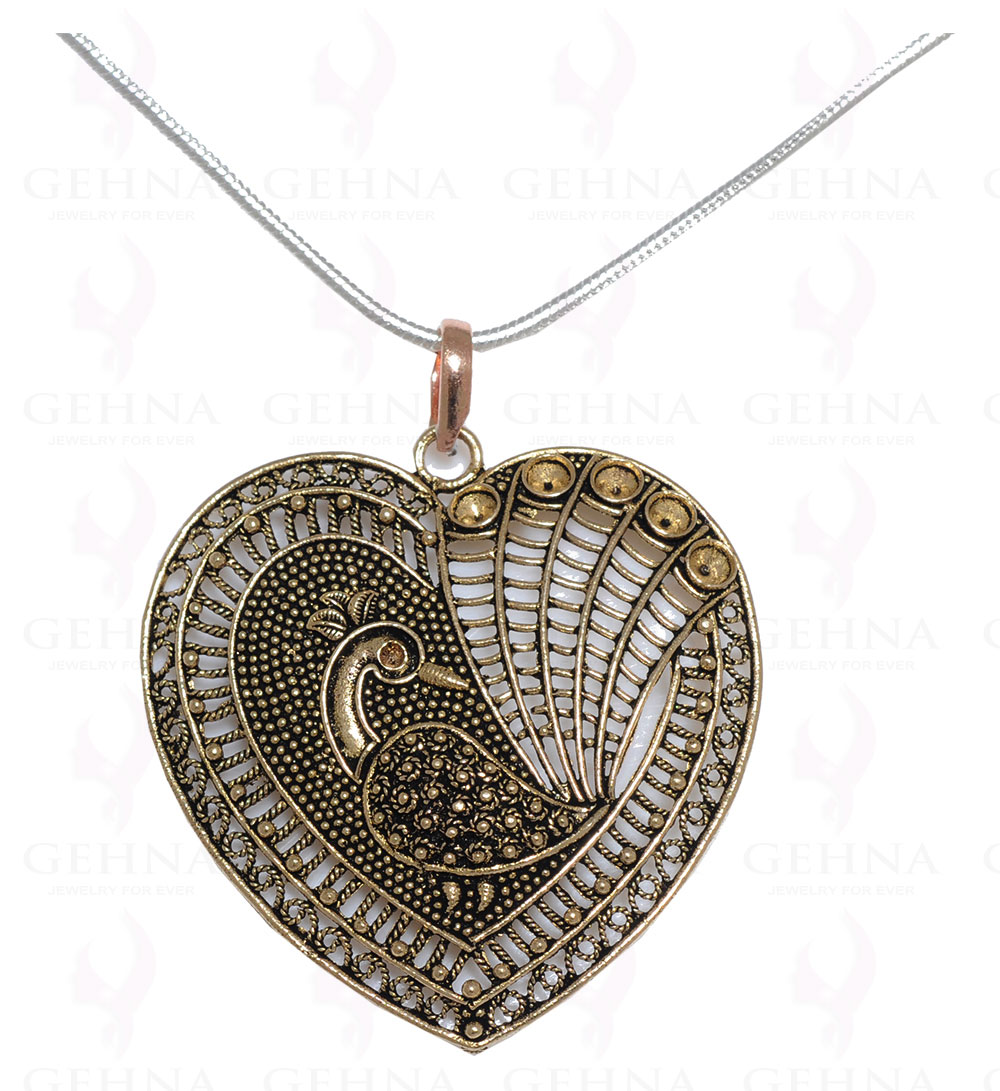 Heart Shaped Filigree Pendant In .925 Sterling Silver Overlay Metal GP3113