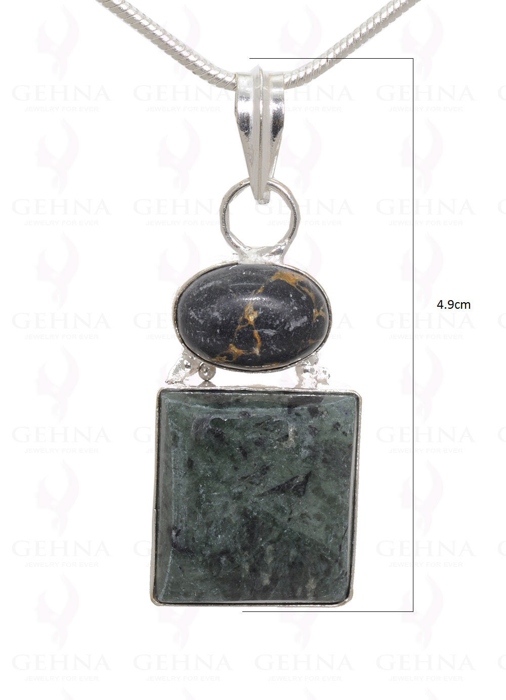 Black Spinel &Snowflake Gemstone Pendant In .925 Silver Overlay Metal GP3119
