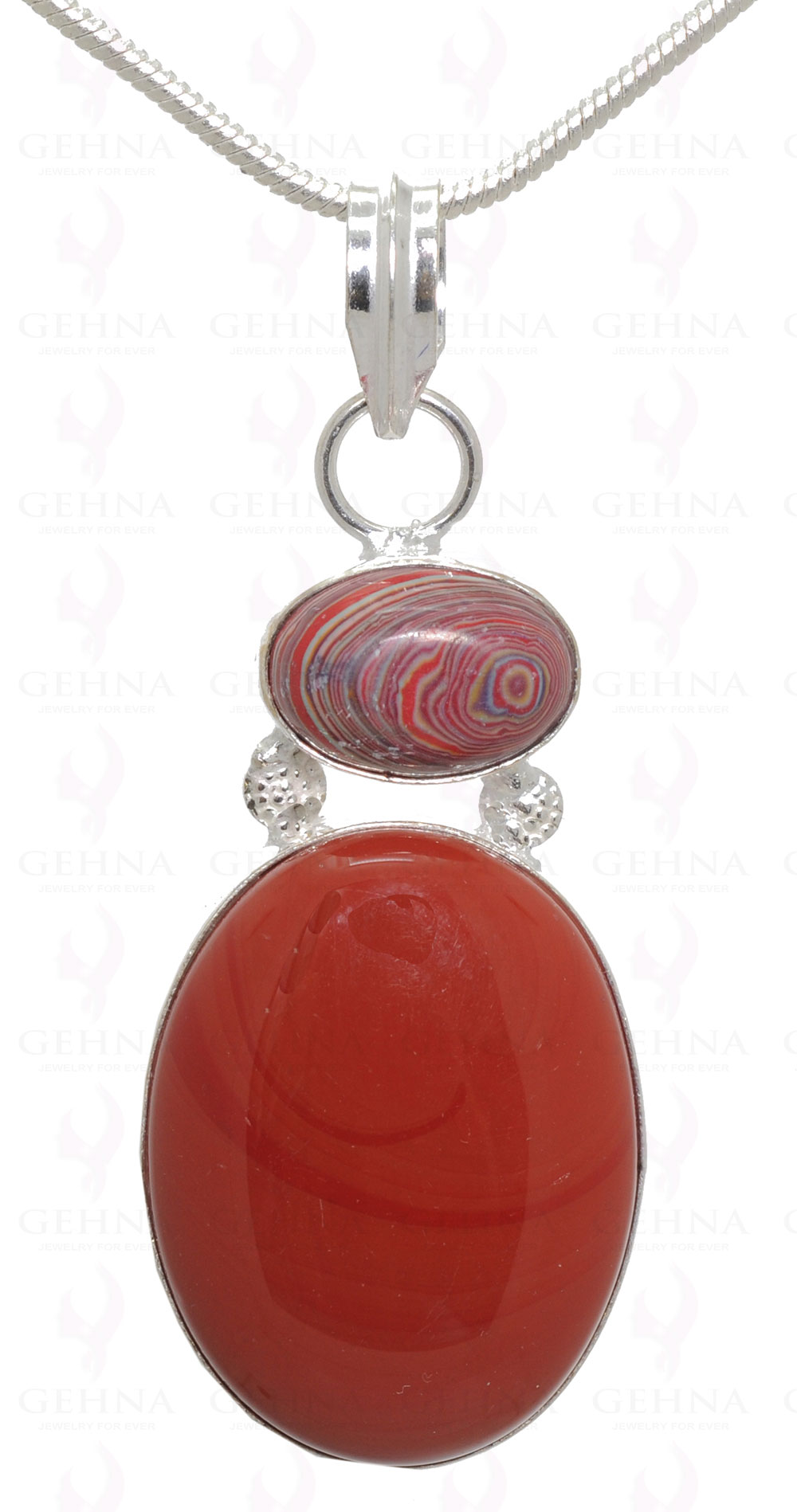Red Jasper Gemstone Pendant In .925 Silver Overlay Metal GP3137