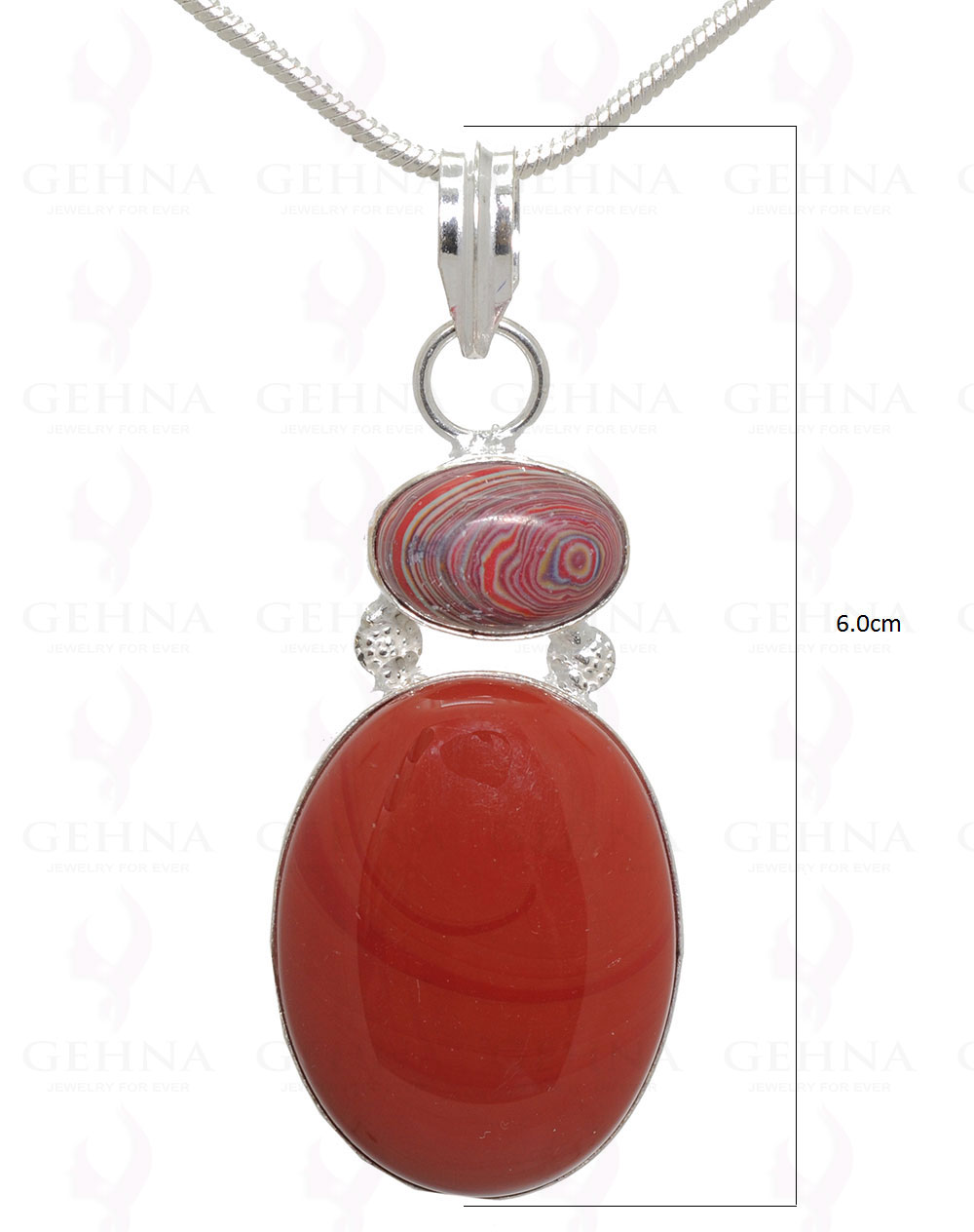 Red Jasper Gemstone Pendant In .925 Silver Overlay Metal GP3137