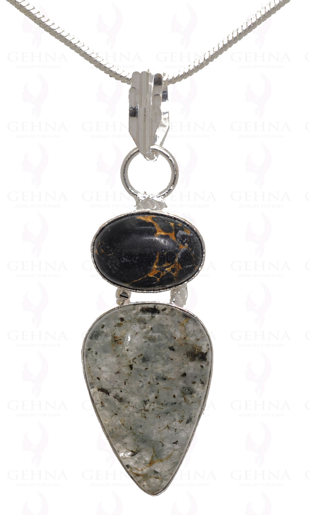Speraphinite & Rutile Gemstone Pendant In .925 Silver Overlay Metal GP3138