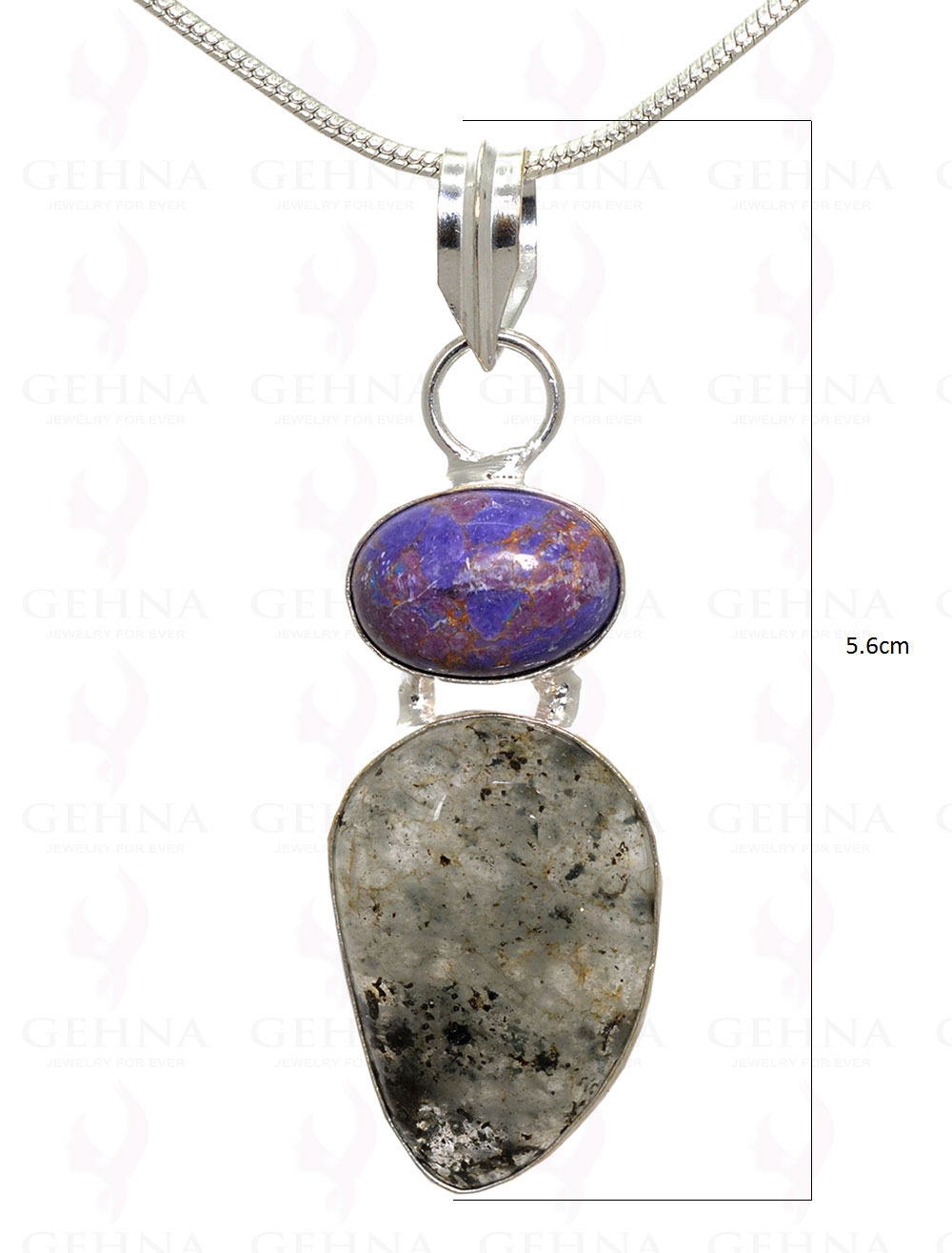 Jasper & Rutile Quartz Gemstone Pendant In .925 Silver Overlay Metal GP3139