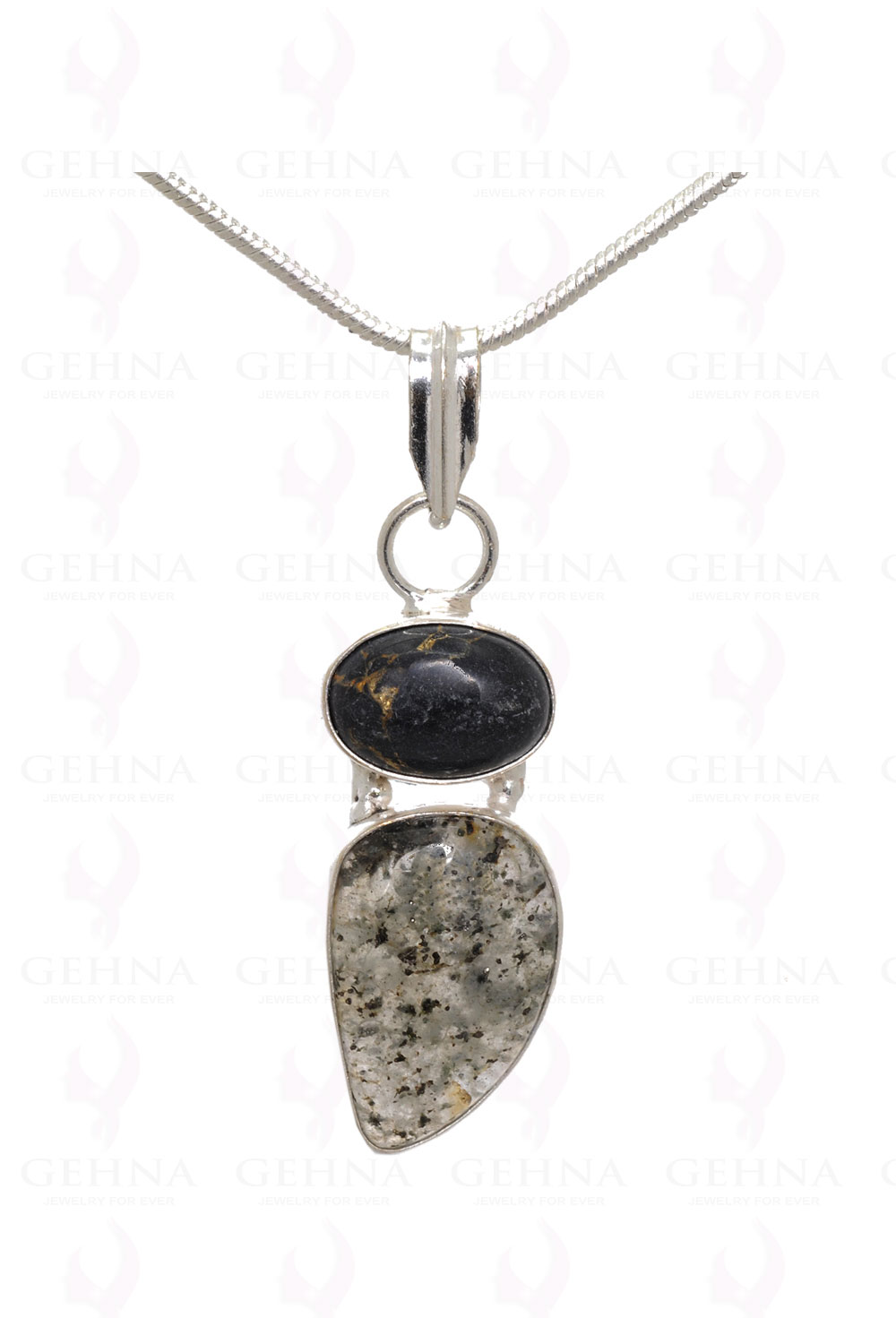 Speraphinite & Rutile Gemstone Pendant In .925 Silver Overlay Metal GP3149