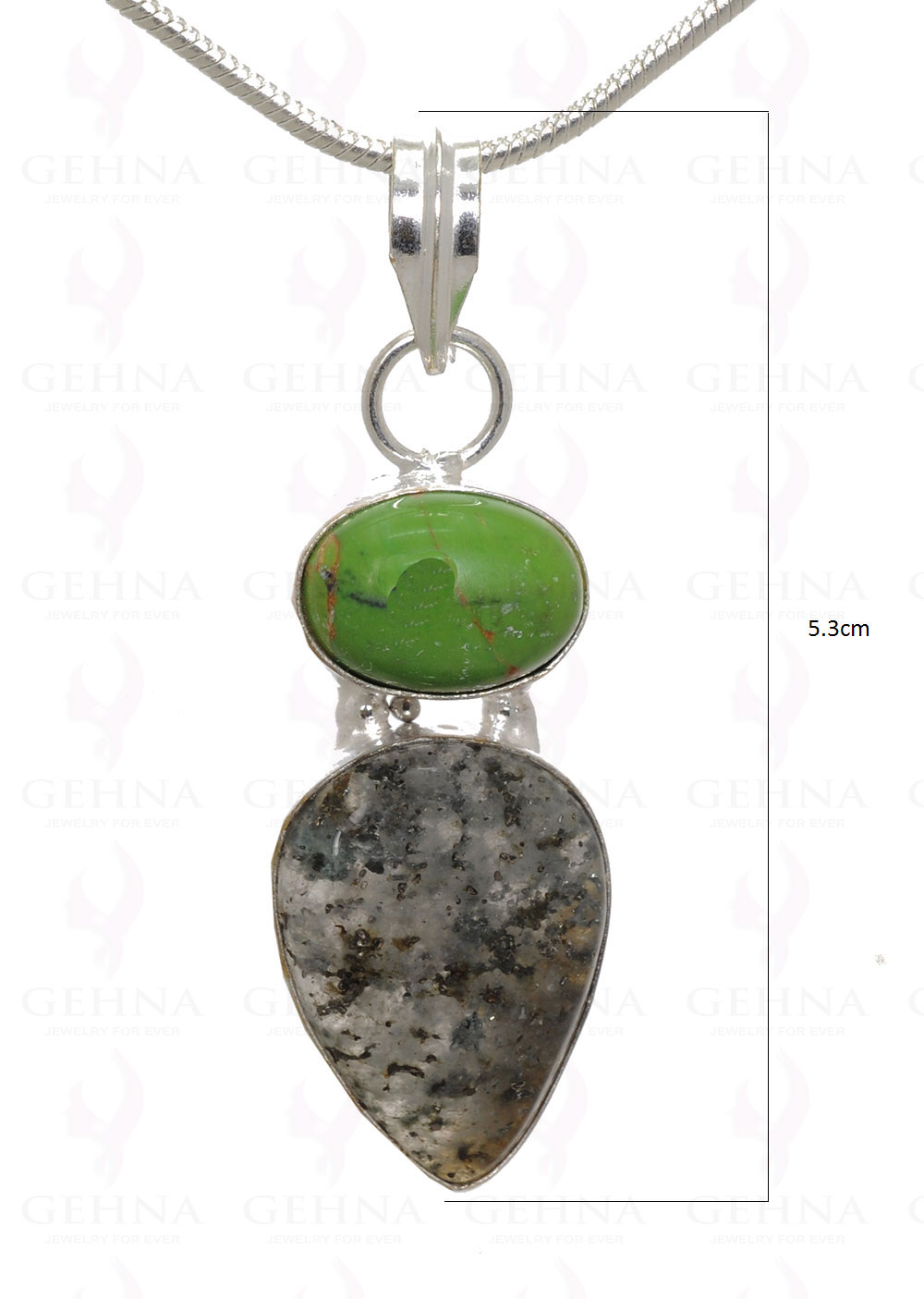 Turquoise & Rutile Quartz Gemstone Pendant In .925 Silver Overlay Metal GP3157