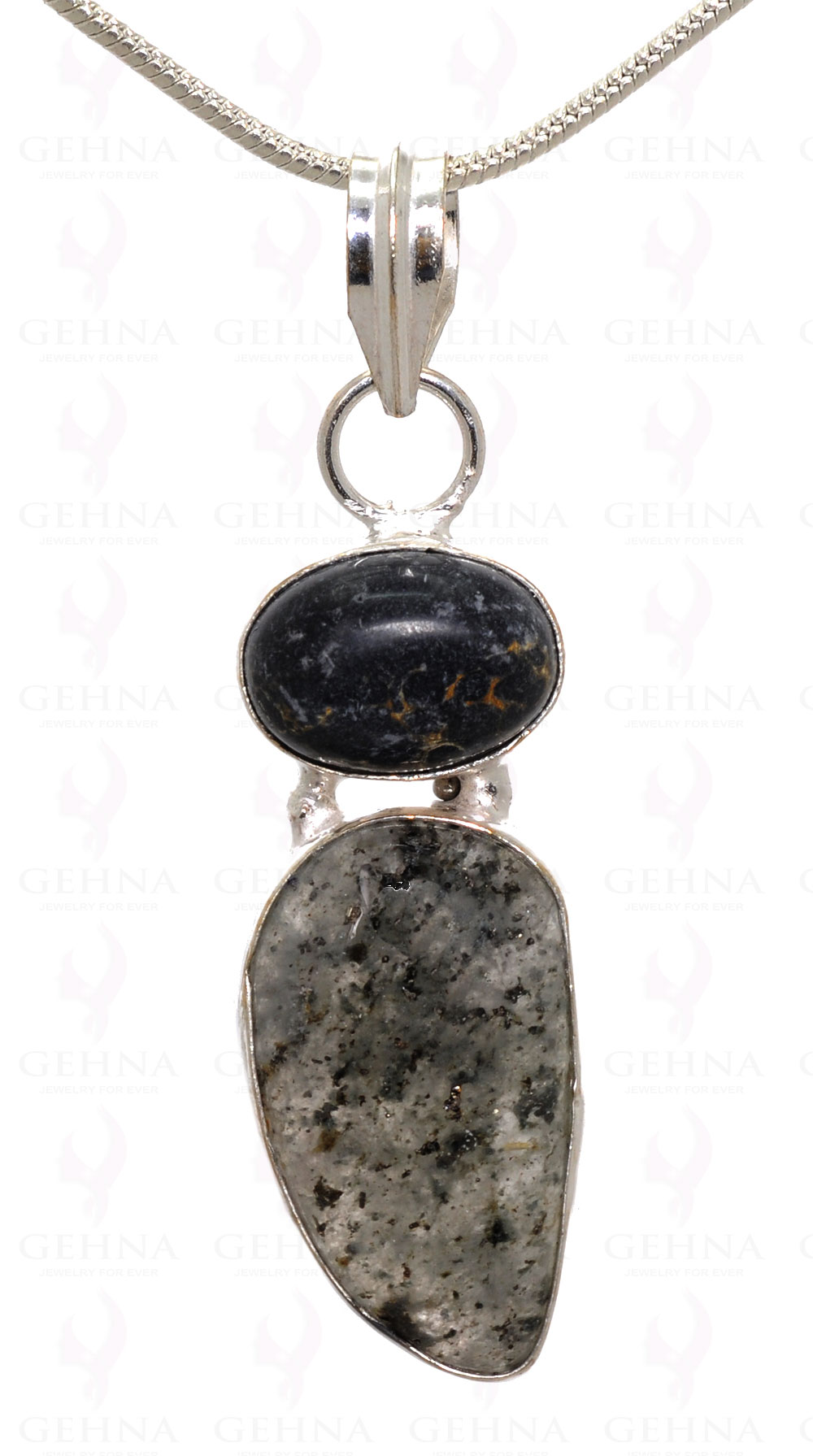 Speraphinite & Rutile Gemstone Pendant In .925 Silver Overlay Metal GP3158