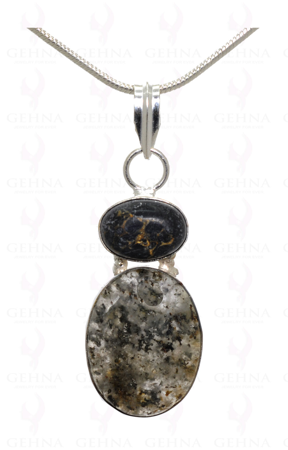 Speraphinite & Rutile Gemstone Pendant In .925 Silver Overlay Metal GP3160