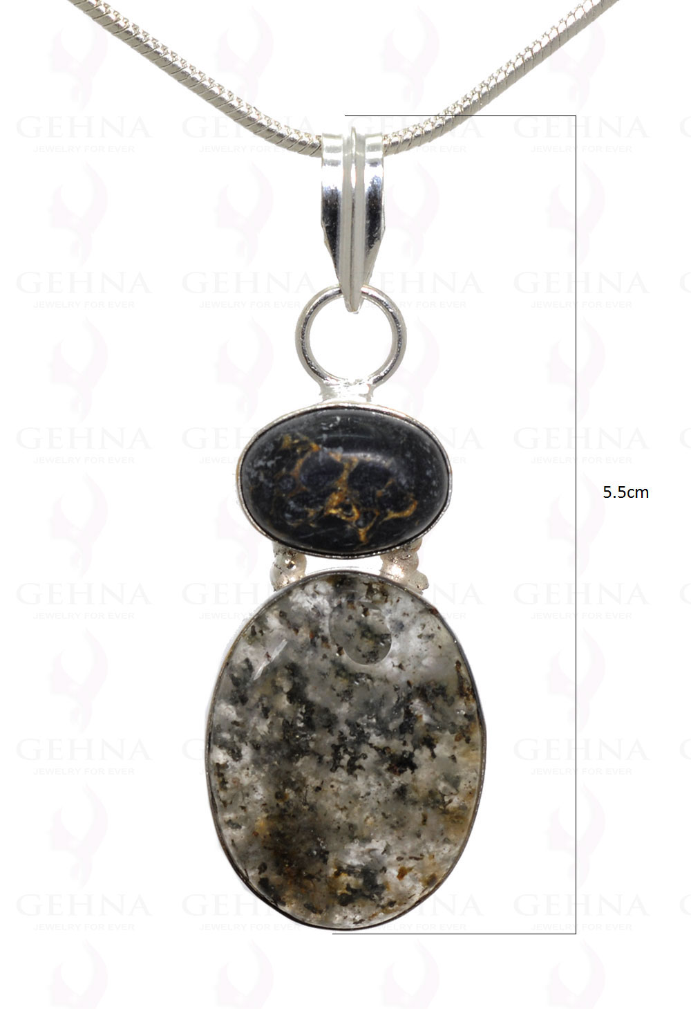 Speraphinite & Rutile Gemstone Pendant In .925 Silver Overlay Metal GP3160