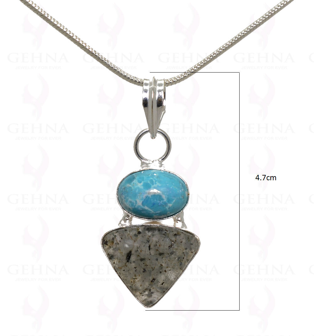 Chalcedony & Rutile Quartz Pendant In .925 Silver Overlay Metal GP3185