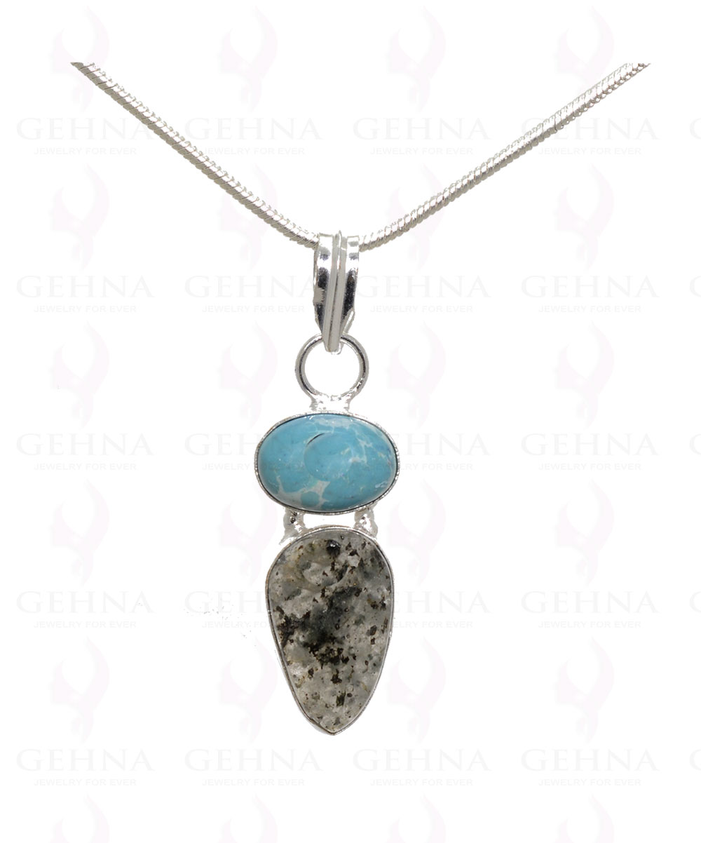 Chalcedony & Rutile Quartz Pendant In .925 Silver Overlay Metal GP3191