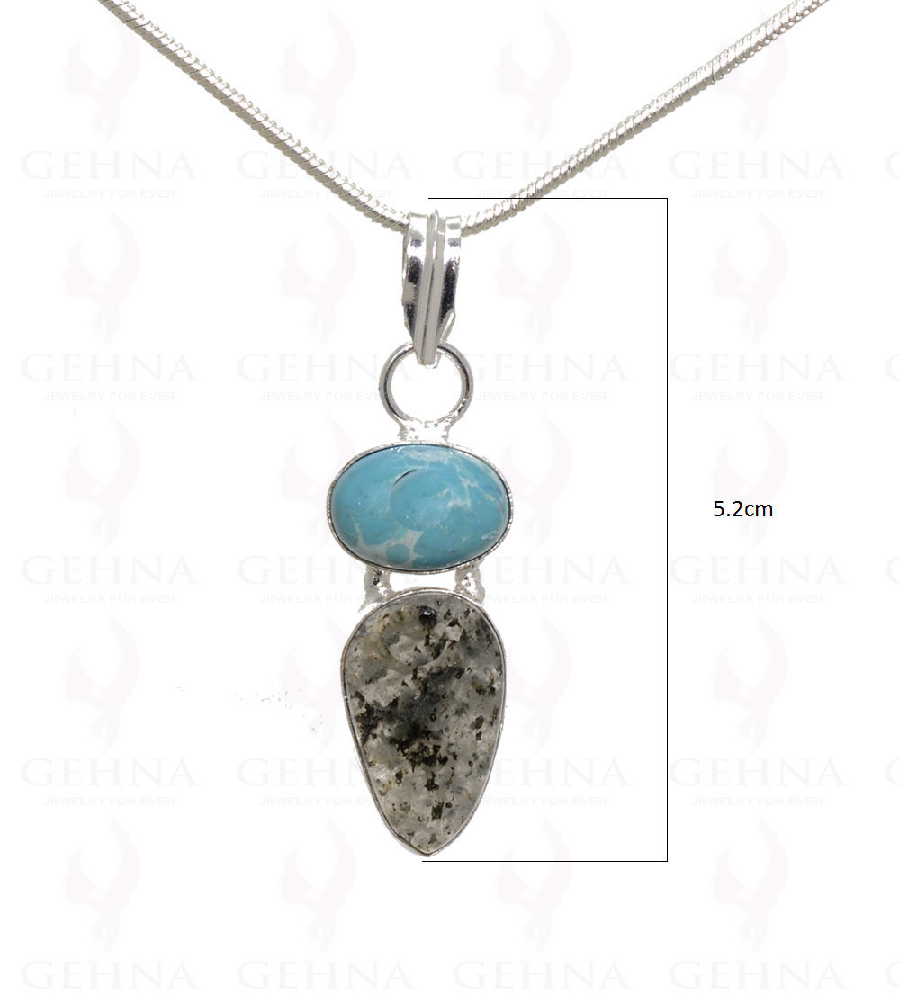 Chalcedony & Rutile Quartz Pendant In .925 Silver Overlay Metal GP3191