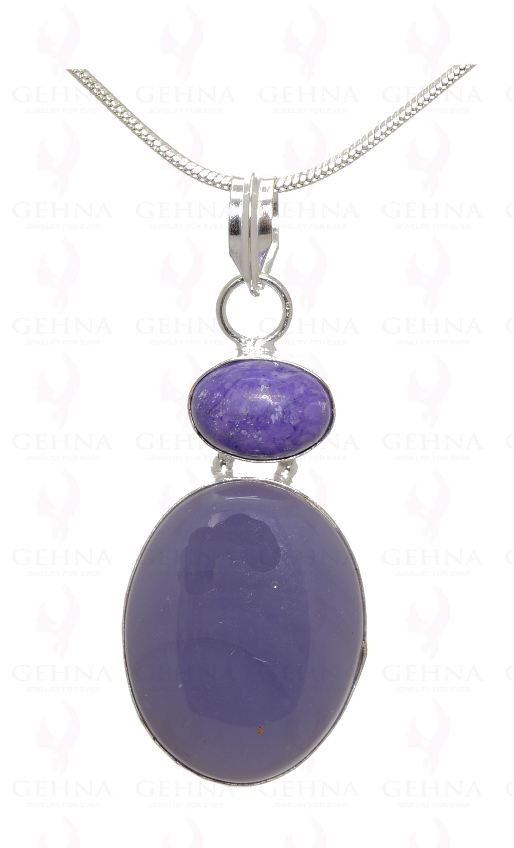 Turquoise & Chalcedony Gemstone Pendant In .925 Silver Overlay Metal GP3203