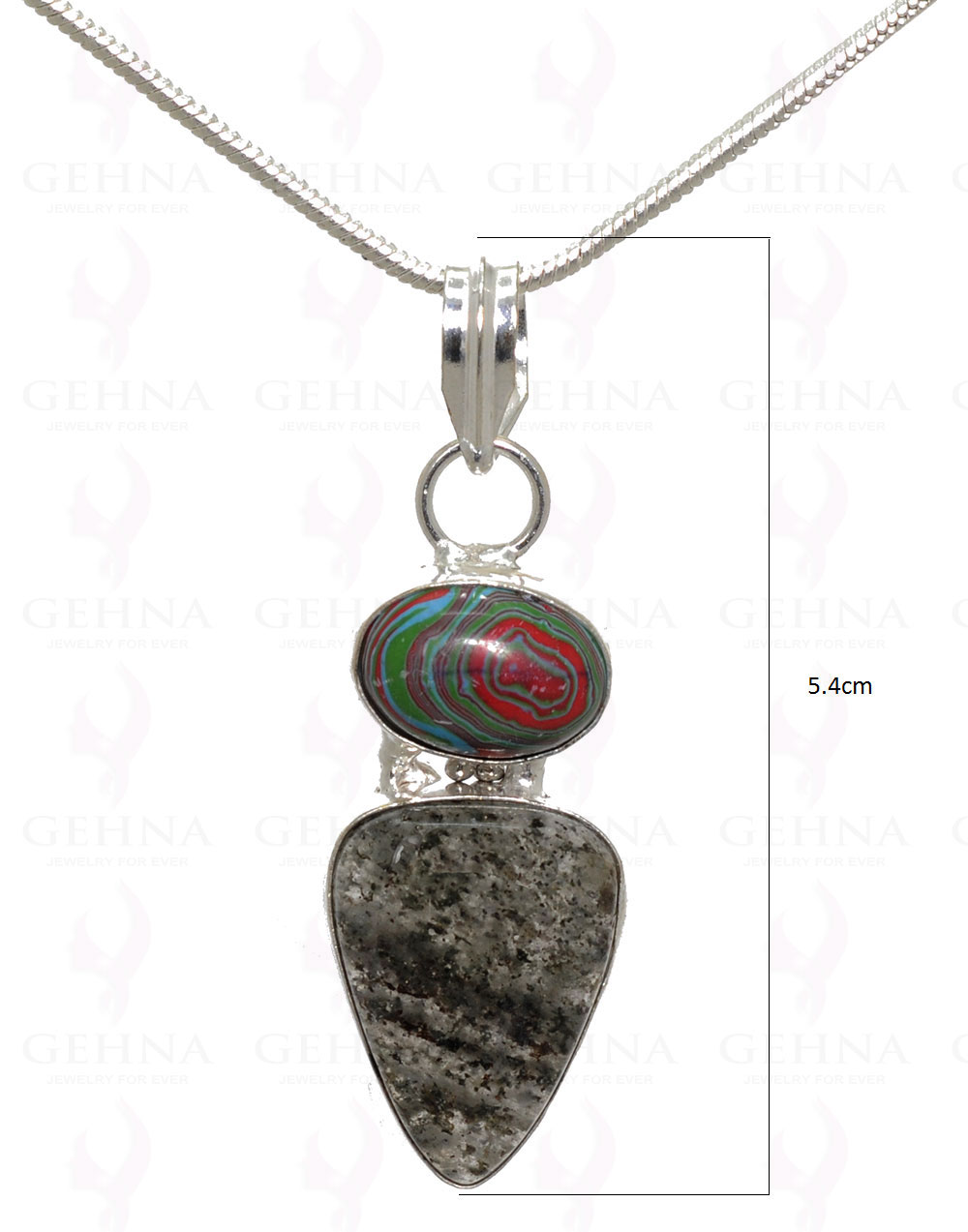 Turquoise & Rutile Quartz Gemstone Pendant In .925 Silver Overlay Metal GP3236