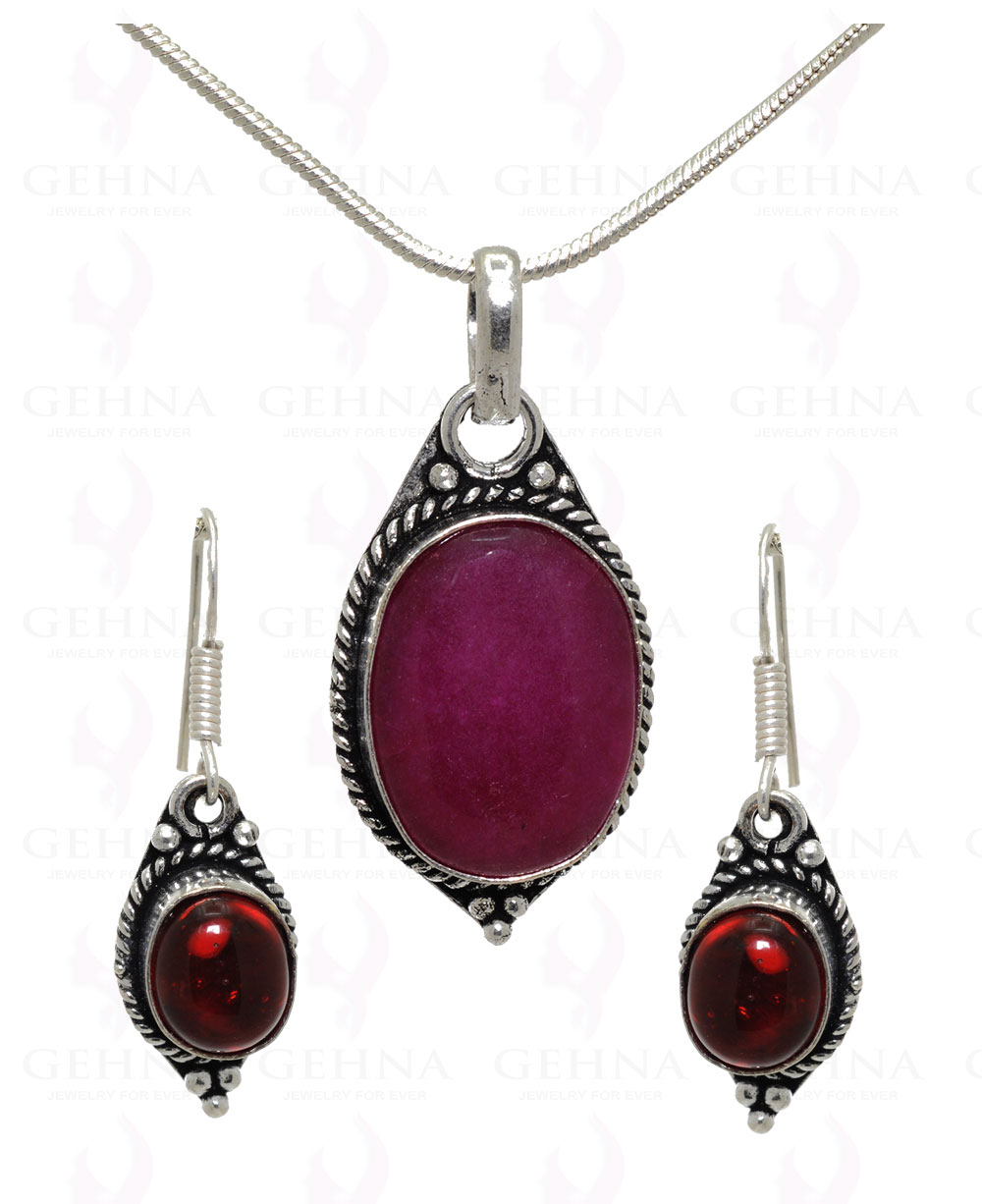 Ruby Color Gemstone Pendant Set In .925 Sterling Silver Overlay Metal GP3260