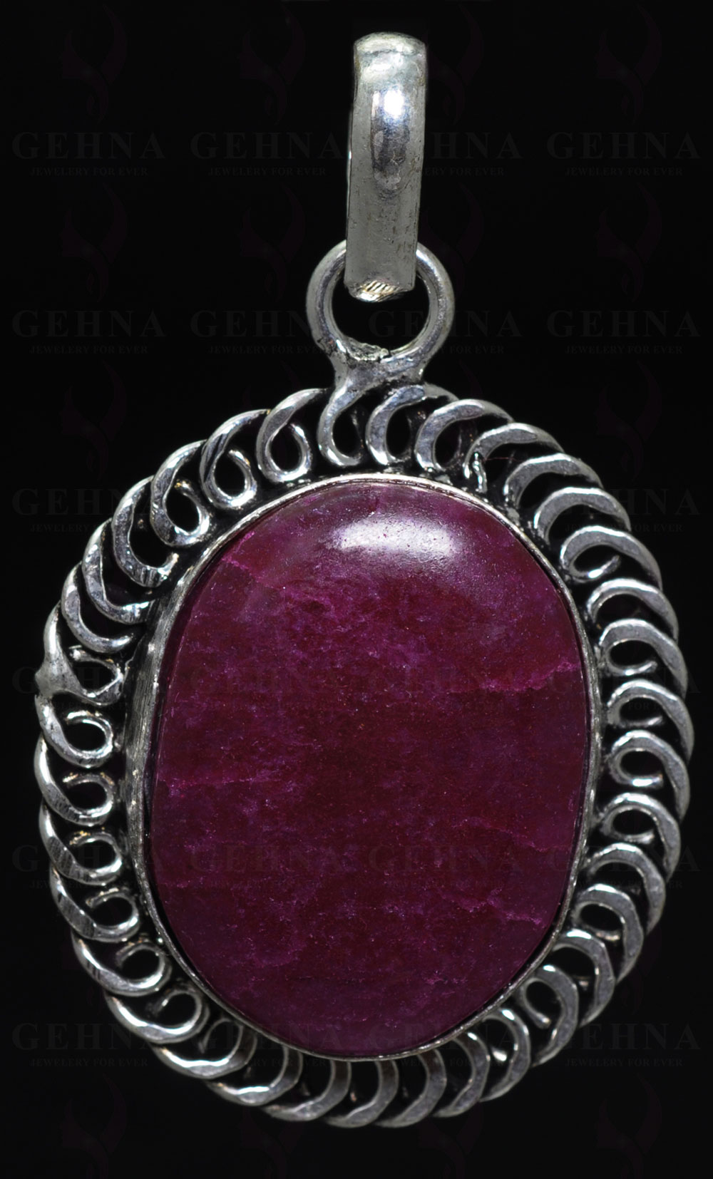 Ruby Color Gemstone Pendant In .925 Sterling Silver Overlay Metal GP3293