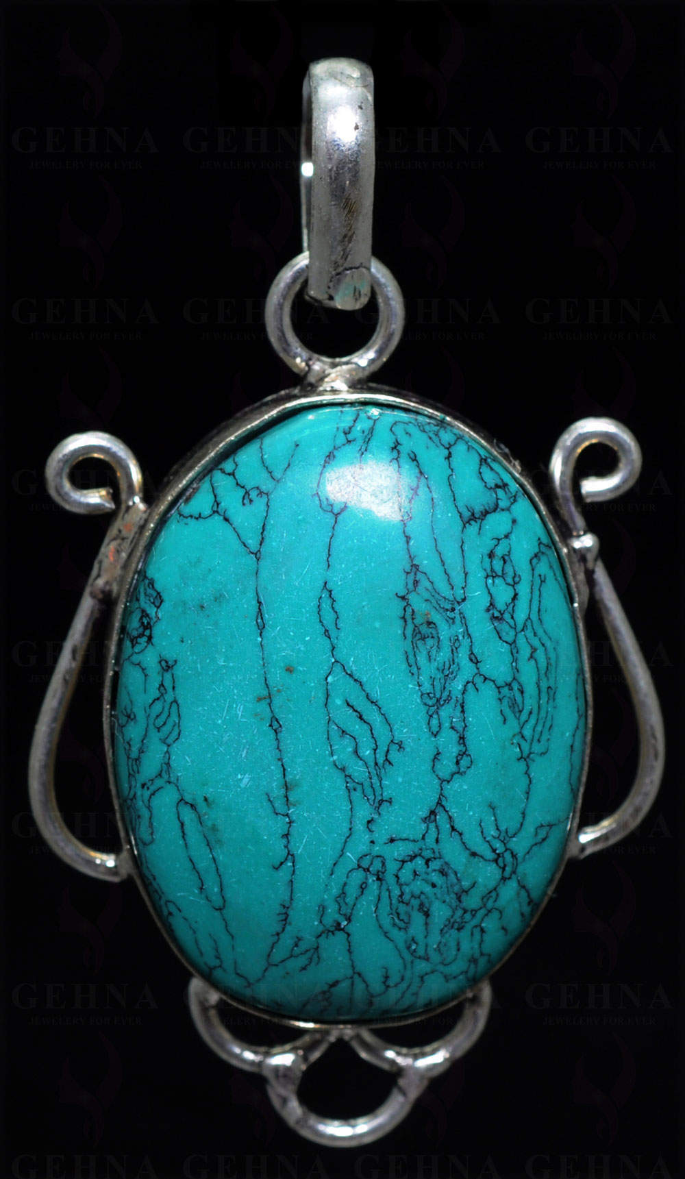 Turquoise Gemstone Pendant In.925 Sterling Overlay Silver GP3320