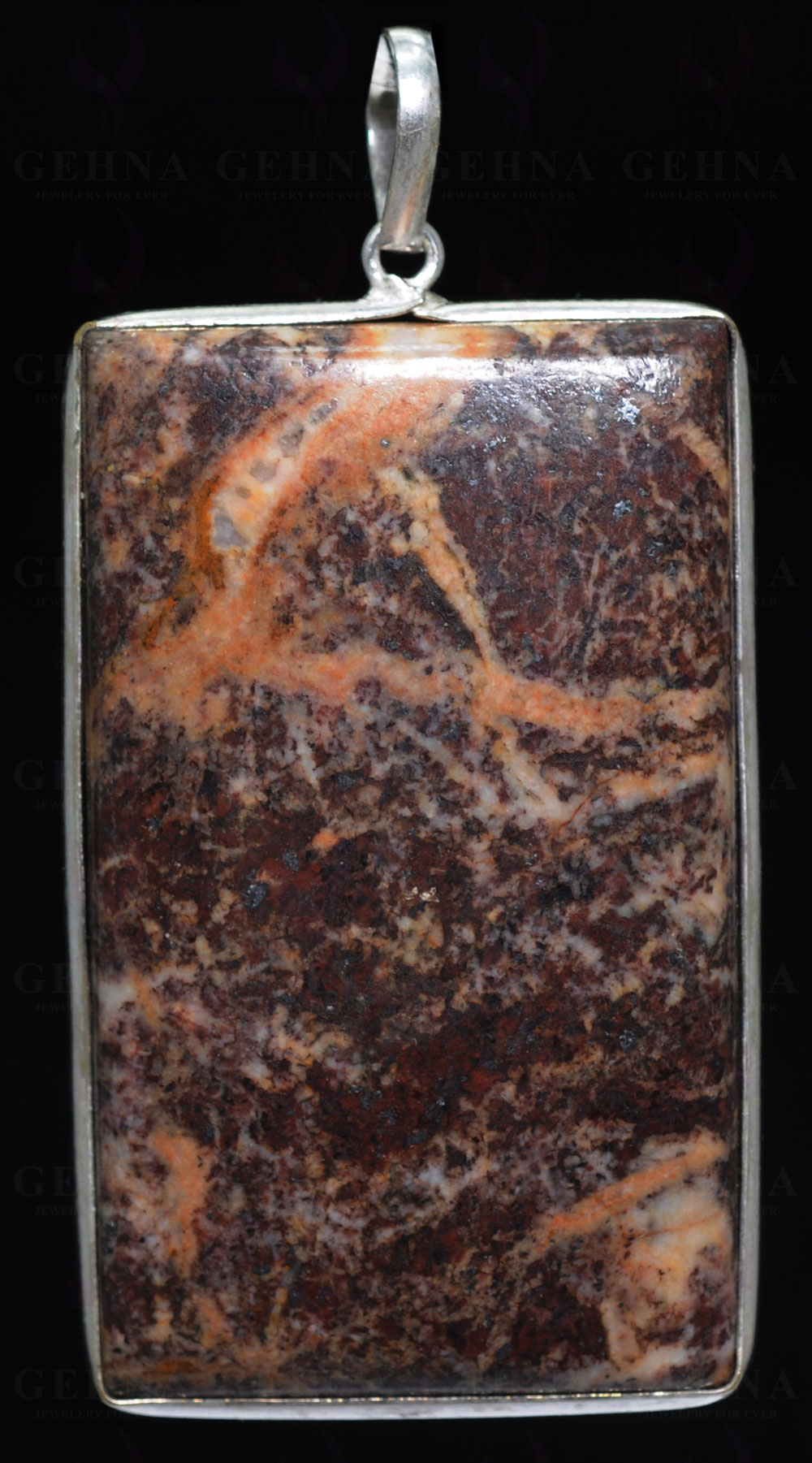 Brown Jasper Gemstone Pendant In.925 Sterling Overlay Silver GP3370