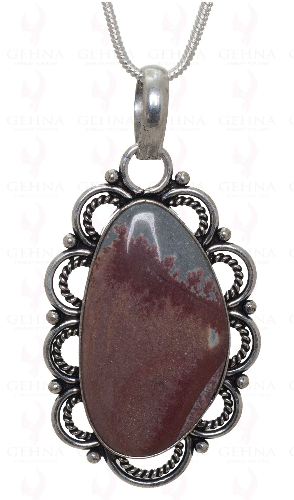 Jasper Gemstone Pendant In.925 Sterling Overlay Silver GP3397