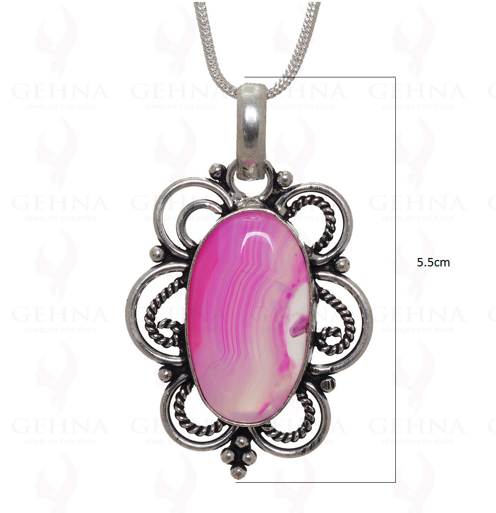 Pink Agate Gemstone Pendant In.925 Sterling Overlay Silver GP3398