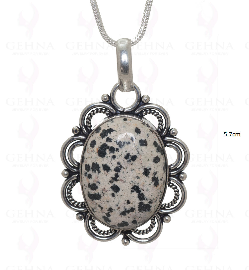 Dalmatian Jasper Gemstone Pendant In.925 Sterling Overlay Silver GP3399