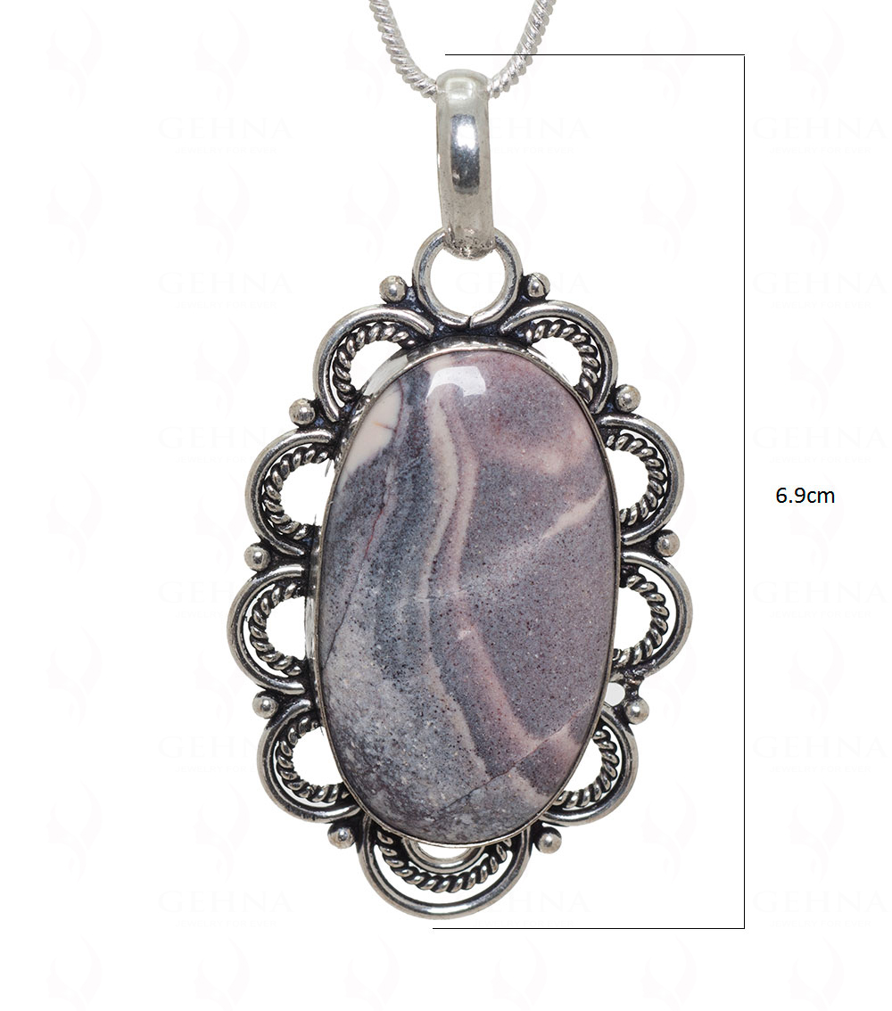 Artistic Jasper Gemstone Pendant In.925 Sterling Overlay Silver GP3414
