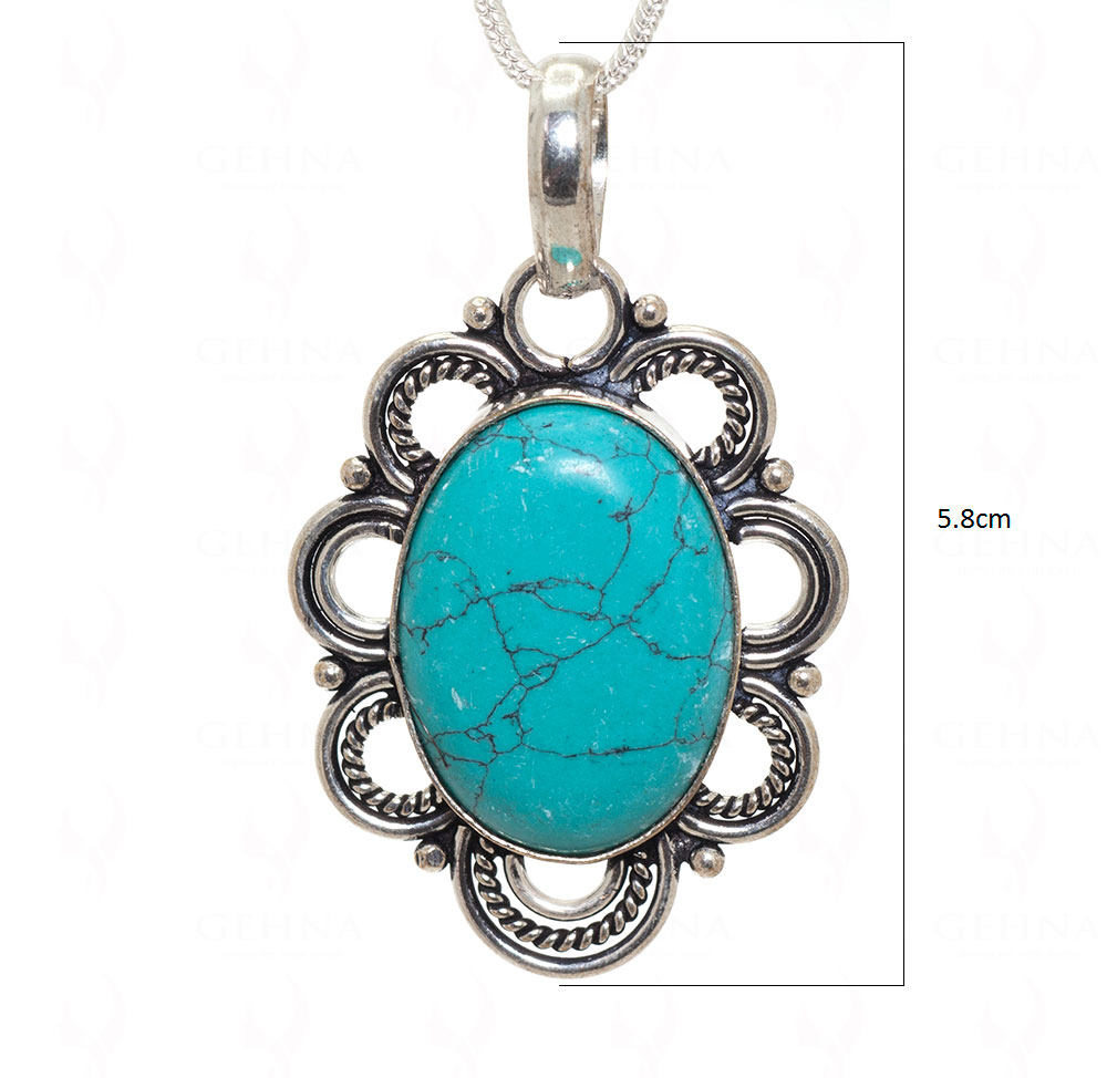 Turquoise Gemstone Pendant In.925 Sterling Overlay Silver GP3421
