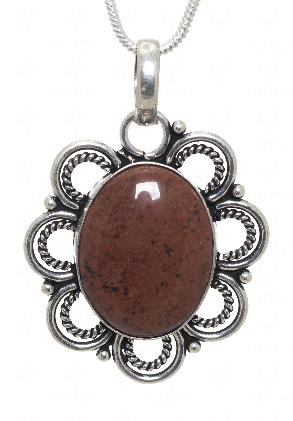 Mahogany Obsidian Gemstone Pendant In.925 Sterling Overlay Silver GP3426
