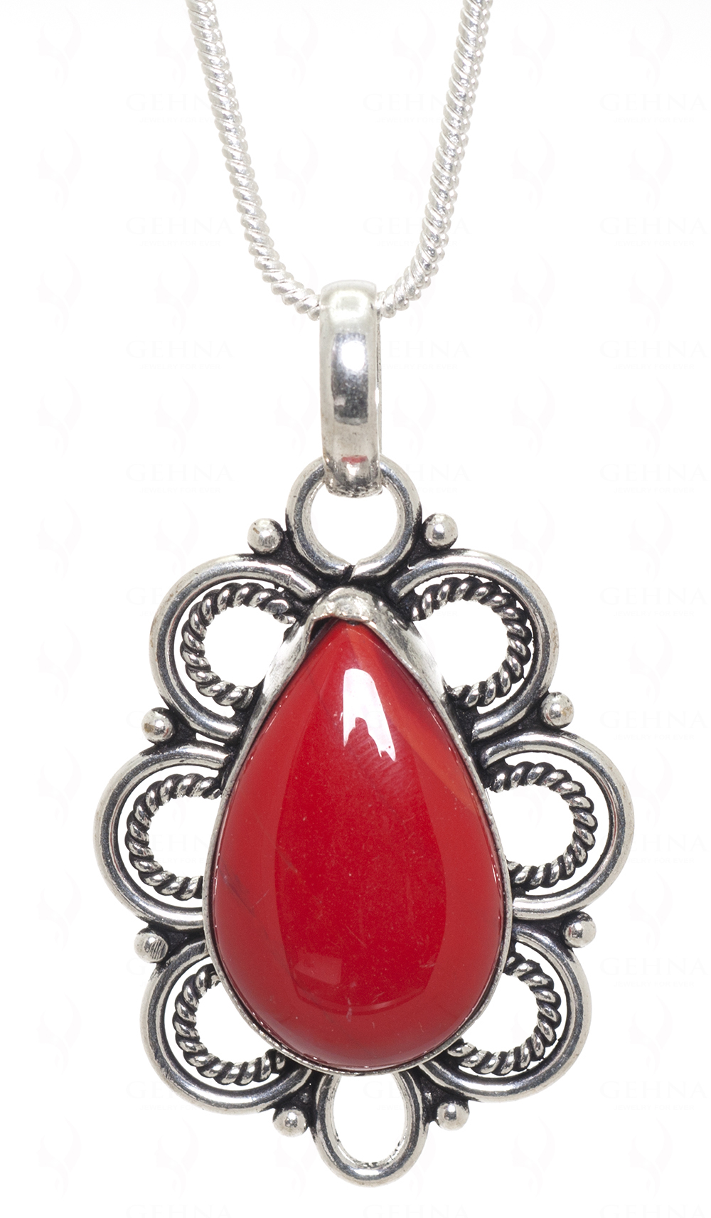 Red Jasper Gemstone Pendant In.925 Sterling Overlay Silver GP3433