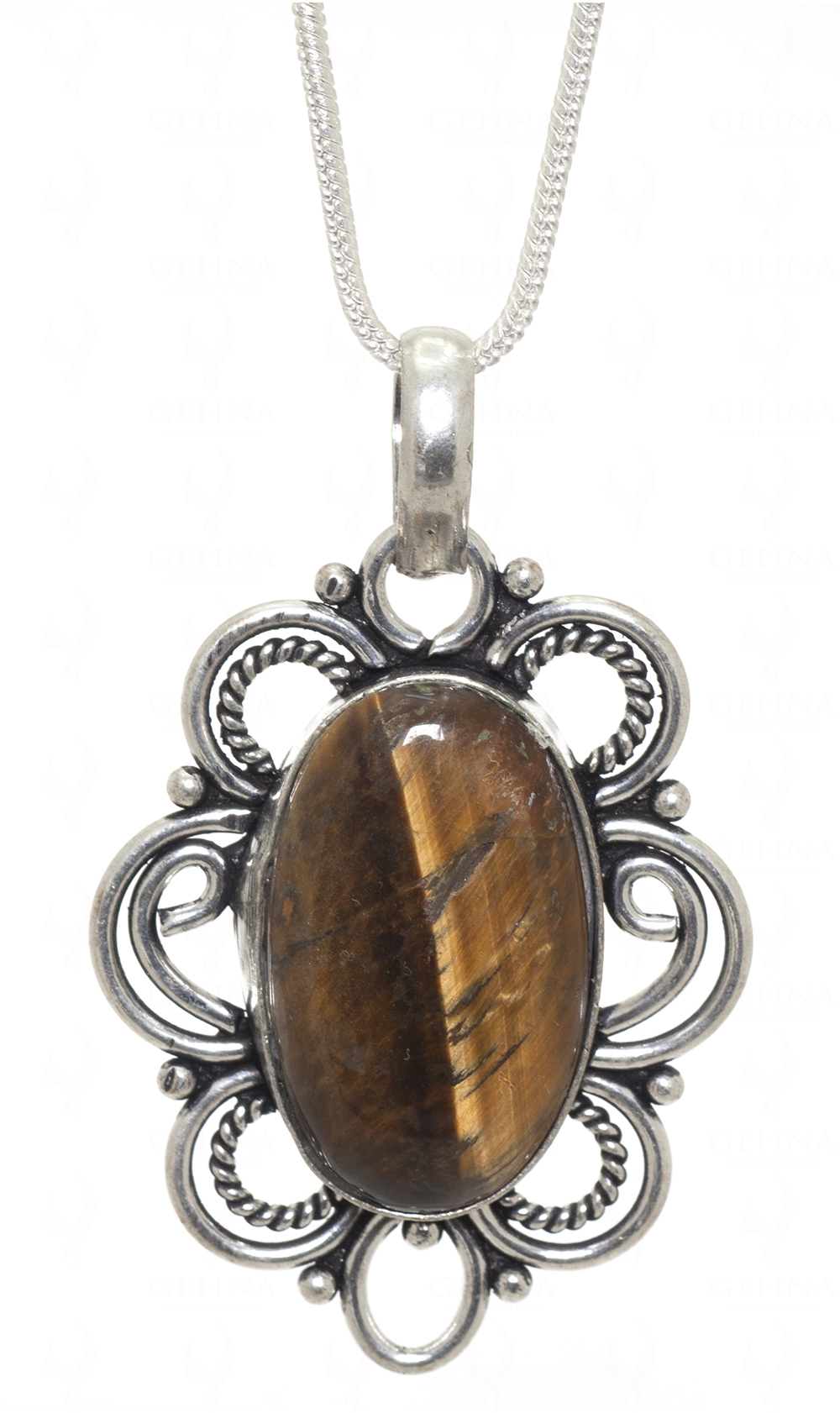 Tiger’S Eye Gemstone Pendant In.925 Sterling Overlay Silver GP3439