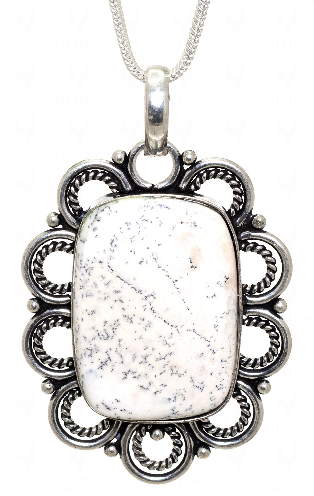 Dendritic Agate Gemstone Pendant In.925 Sterling Overlay Silver GP3454