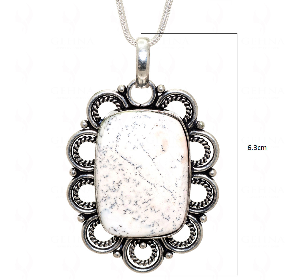 Dendritic Agate Gemstone Pendant In.925 Sterling Overlay Silver GP3454