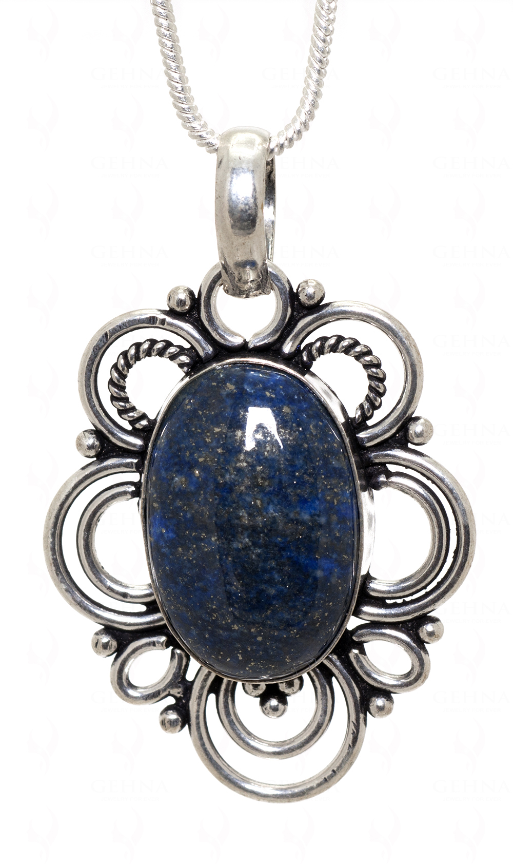 Lapis Lazuli Gemstone Pendant In.925 Sterling Overlay Silver GP3473