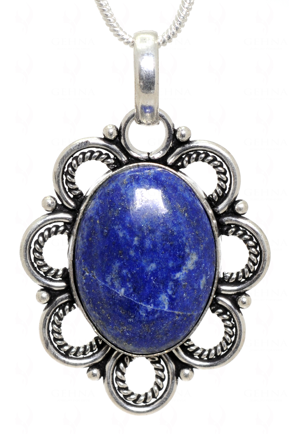Lapis Lazuli Gemstone Pendant In.925 Sterling Overlay Silver GP3483