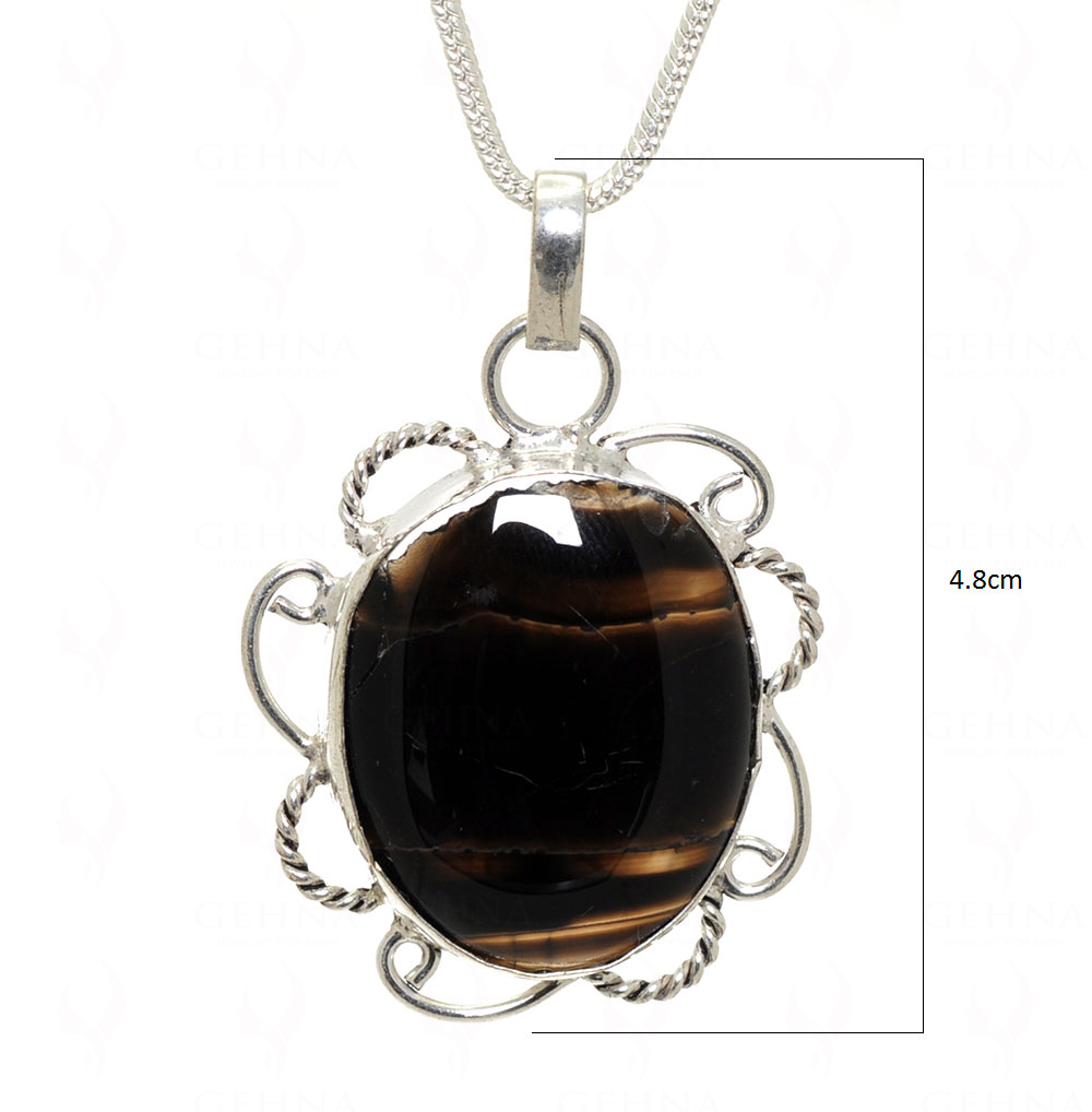 Brown Onyx Gemstone Pendant In.925 Sterling Overlay Silver GP3487