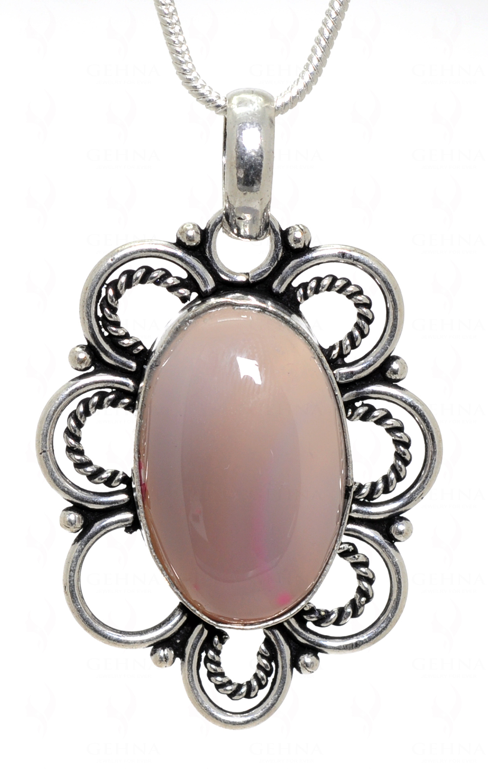 White Onyx Gemstone Pendant In.925 Sterling Overlay Silver GP3496
