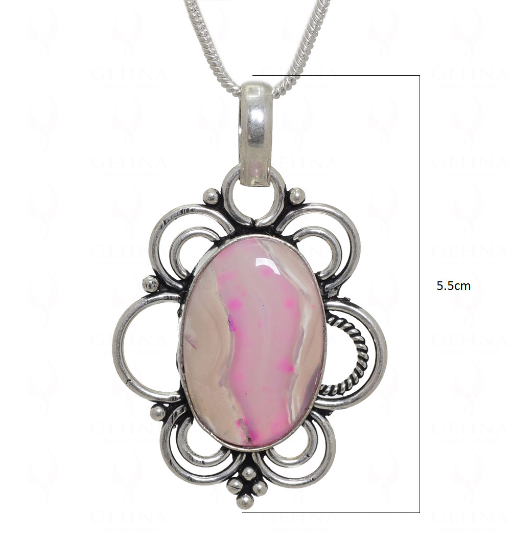 Pink Onyx Gemstone Pendant In.925 Sterling Overlay Silver GP3521
