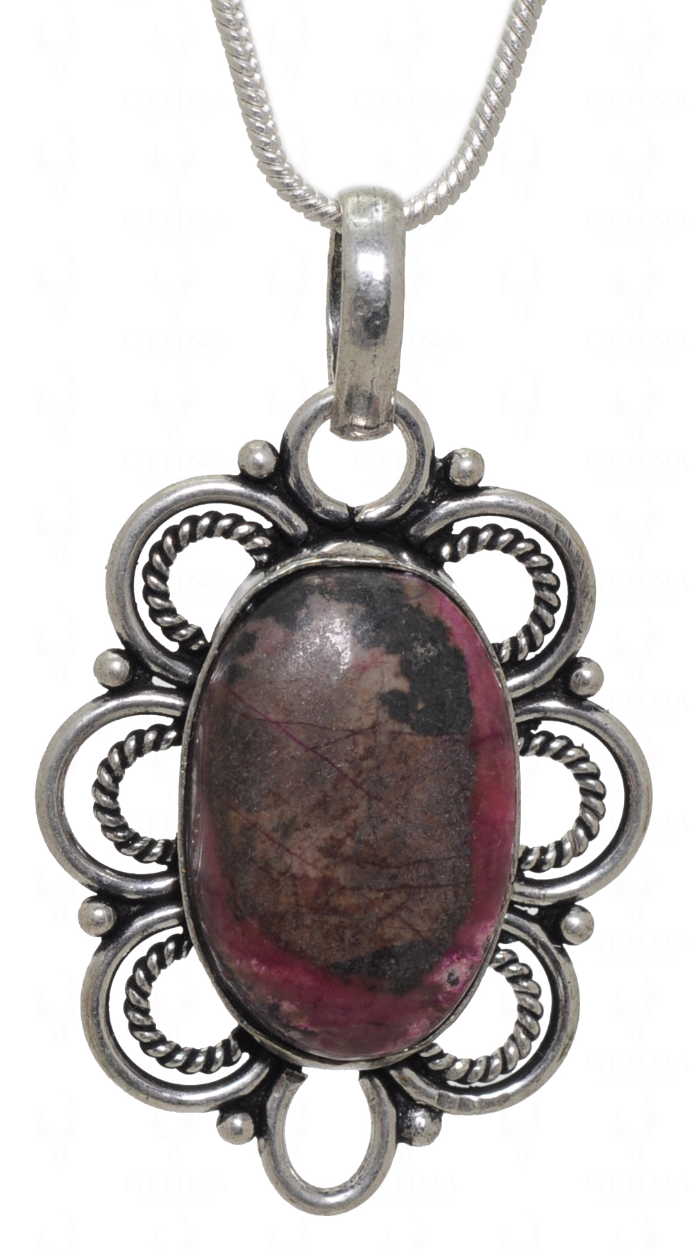 Rhodonite Gemstone Pendant In.925 Sterling Overlay Silver GP3526