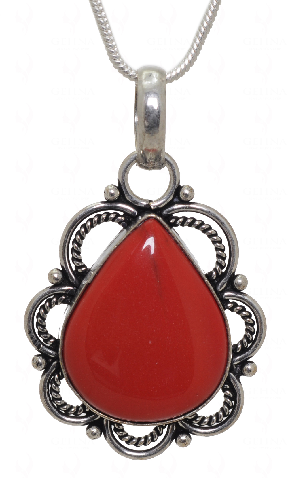 Red Jasper Gemstone Pendant In.925 Sterling Overlay Silver GP3529
